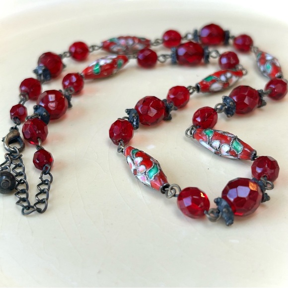 Vintage Cloisonné beaded necklace - Picture 3 of 7